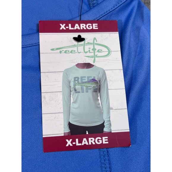 Reel Life Mens Sun Ray Defender Long Sleeve Swim Rash Guard Blue UPF 50+ Size XL - Picture 4 of 6